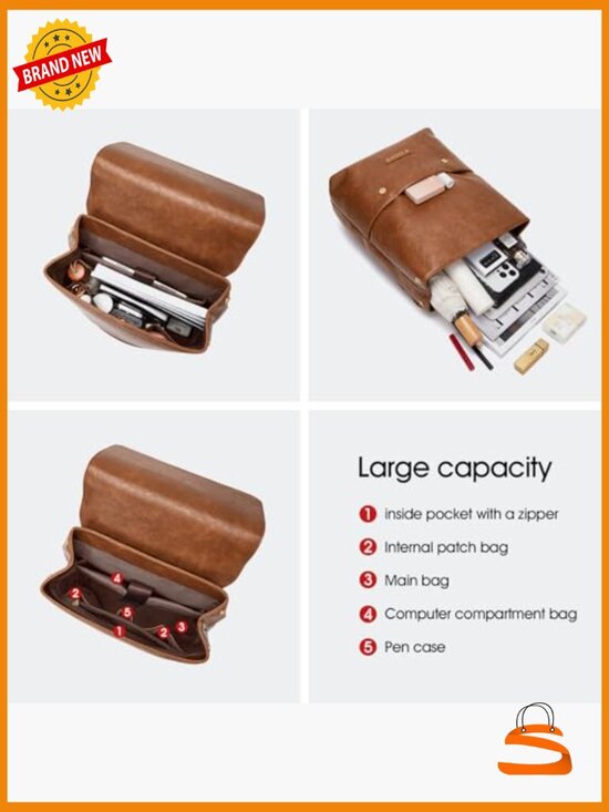 Genuine Leather Convertible Backpack Purse Fashion Travel Daypack Laptop Bag main image 5